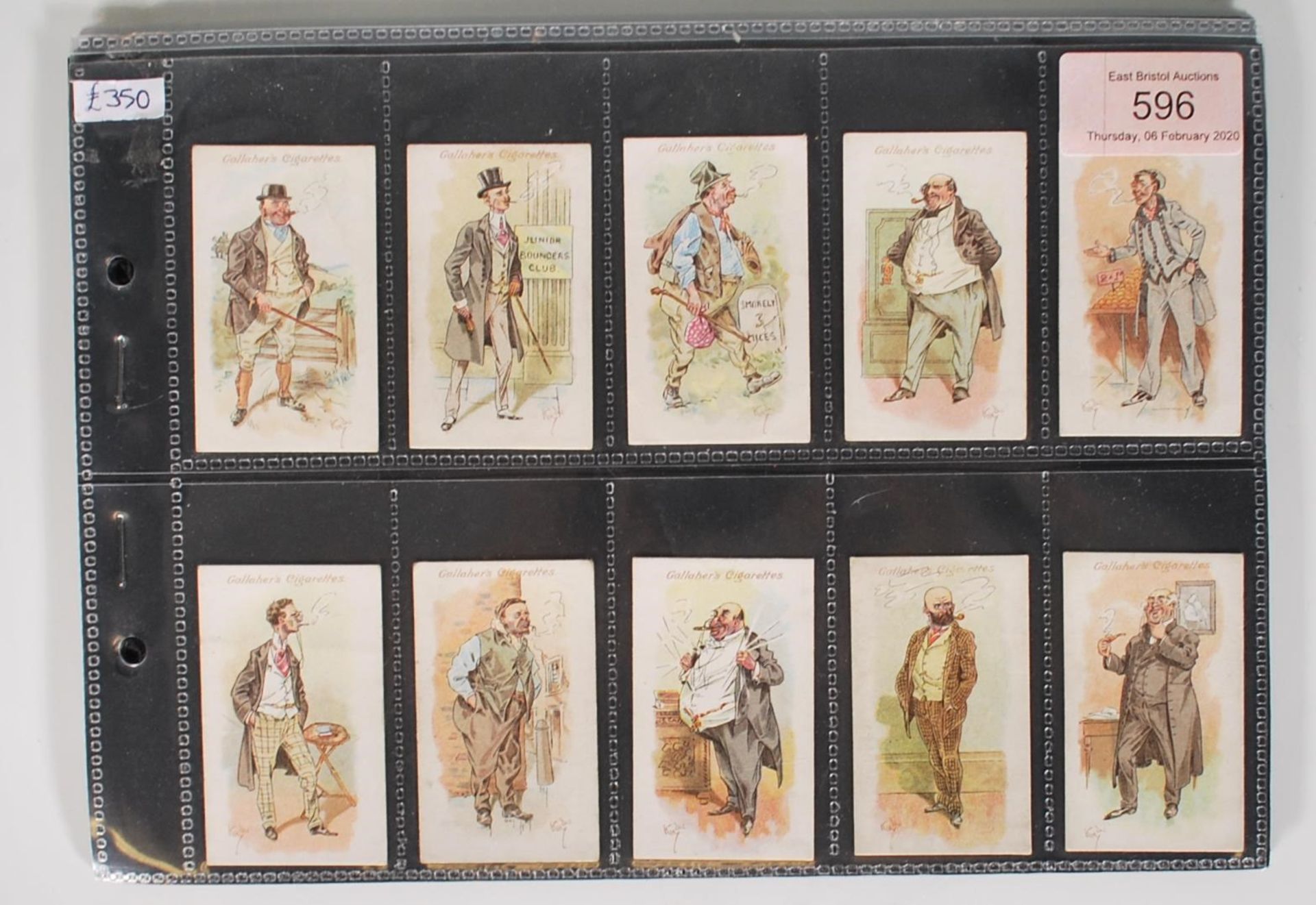 A full set of vintage Gallaher Cigarette trade cards, Votaries Of The Weed Series, complete set of
