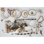 A selection of vintage and latter costume jewellery to include multiple gold and silver tone