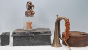 A mixed collection of Vintage 20th Century items to include a brass military bugle horn having