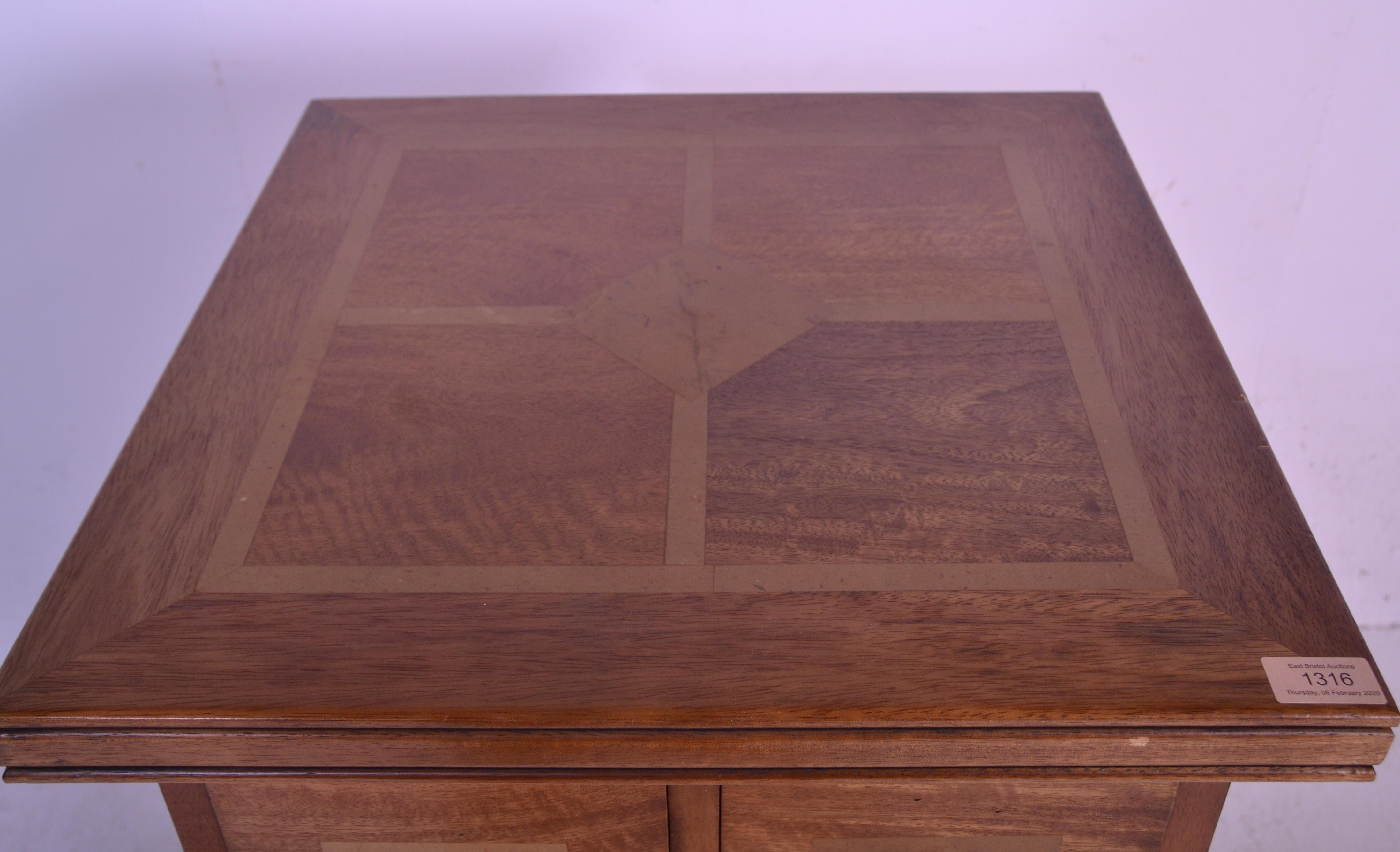 A contemporary 20th century hardwood inlaid pedestal merchants chest of drawers. Raised on bun - Image 5 of 6