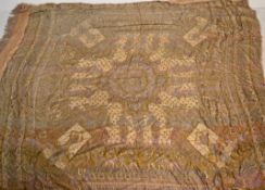 A 20th Century tasseled throw / bedspread, woven w