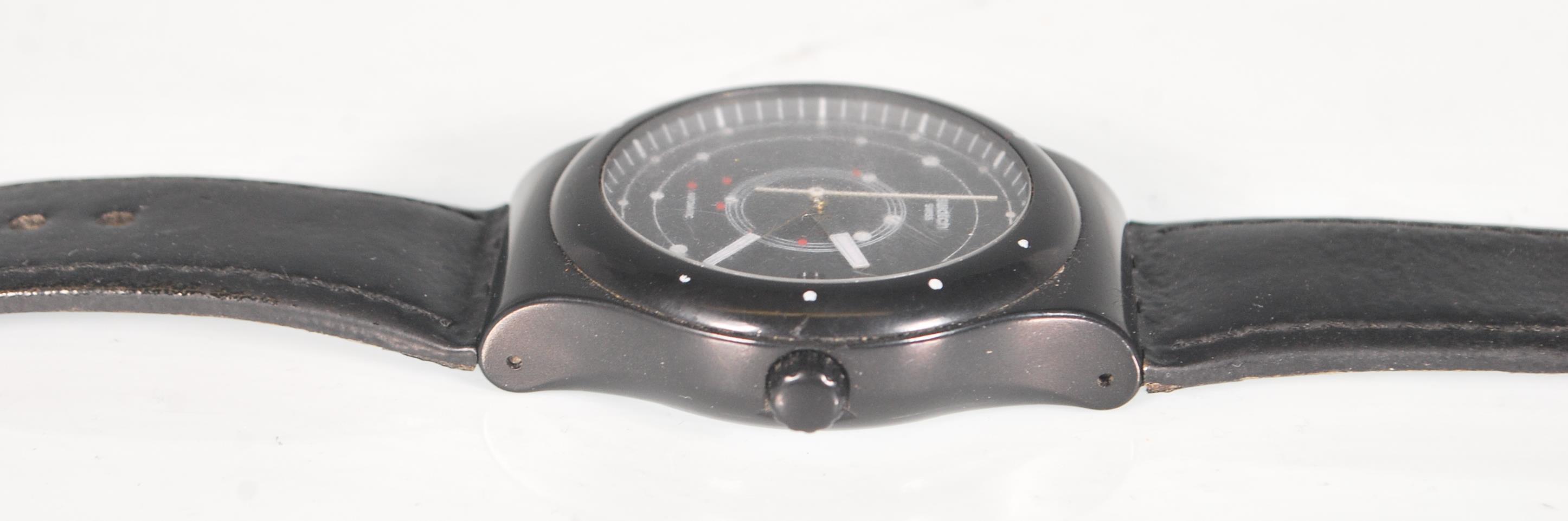 A Swatch Swiss Automatic wrist watch having a black face with a satellite design dial and date - Image 3 of 4