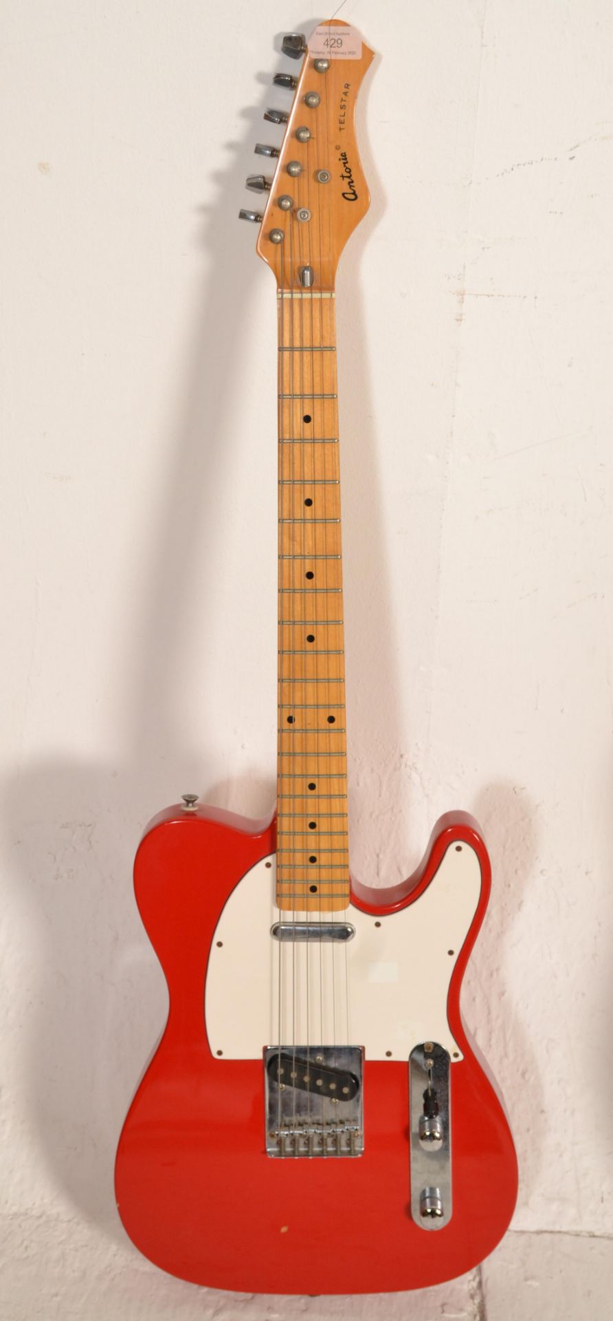 A vintage 20th Century Antonia Telester telecaster style electric guitar having a red body with a - Bild 2 aus 10