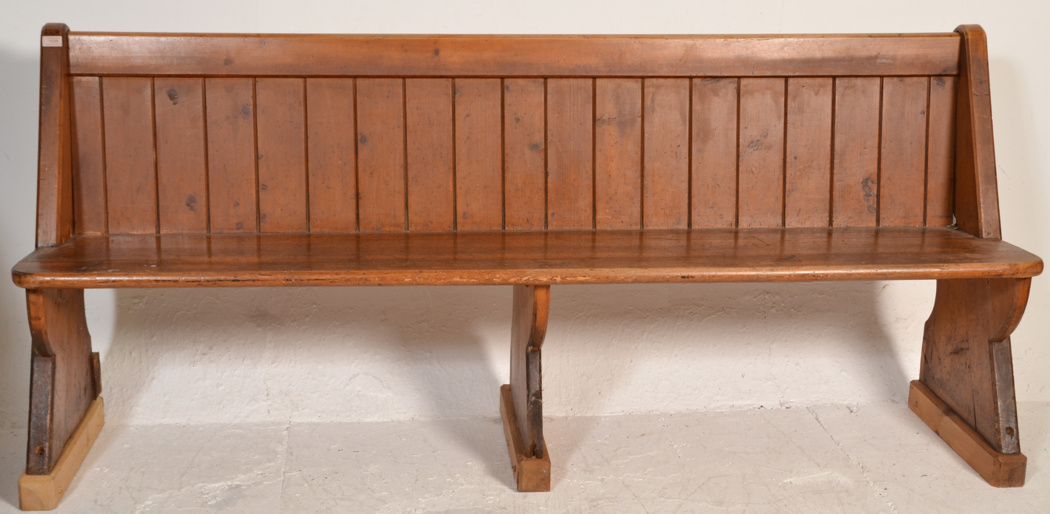 A Victorian 19th century Gothic Arts & Crafts solid oak pew bench of ecclesiastical form being - Image 2 of 6