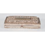 A late 19th /early 20th Century silver cigar case having three domed recessed to the top and