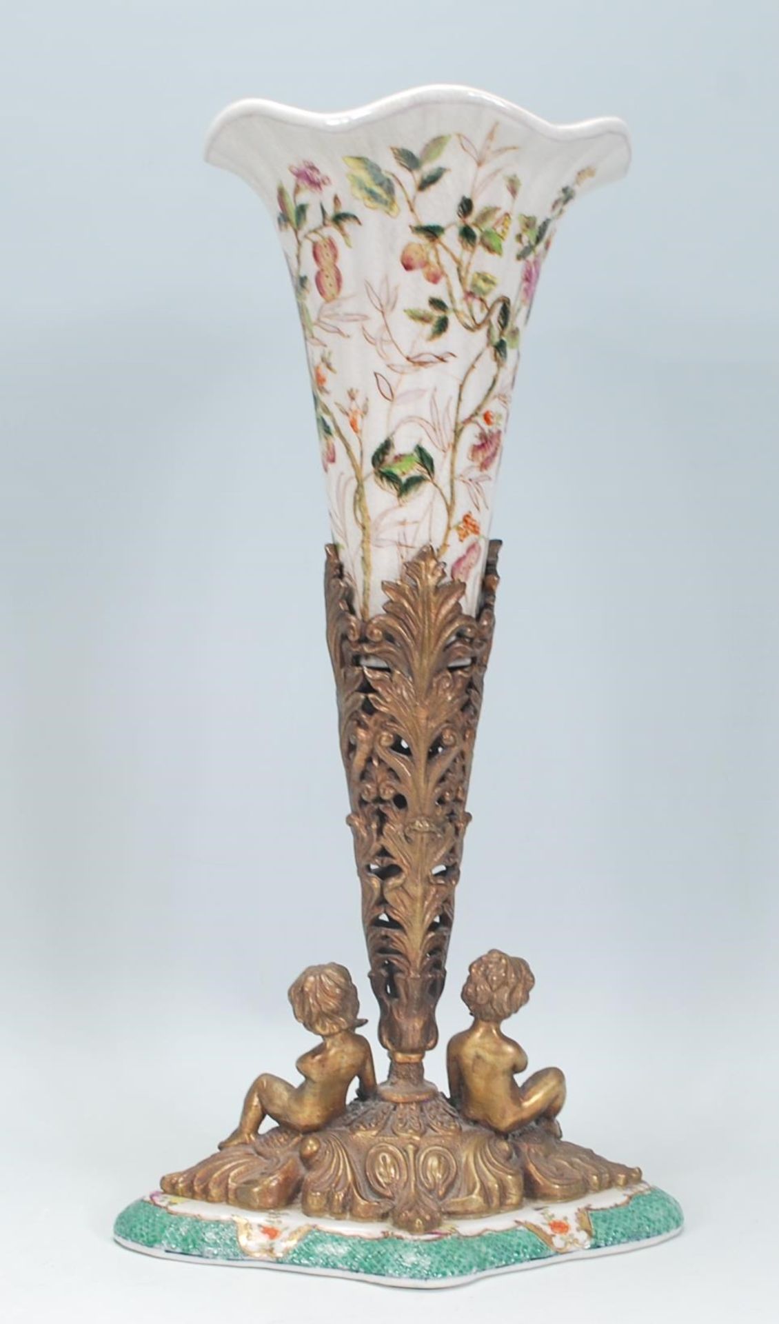 A 20th Century William Lowe centerpiece vase, the vase of tapering form with a fanned rim with - Image 3 of 9