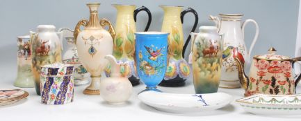 A selection mix ceramics dating from the 19th Century to include an English Jug being hand