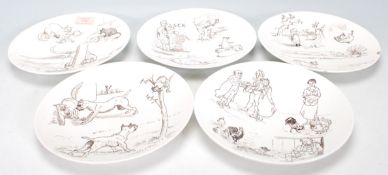 A rare set of early 20th Century Mintons / Minton nursery rhyme plates depicting various scenes with