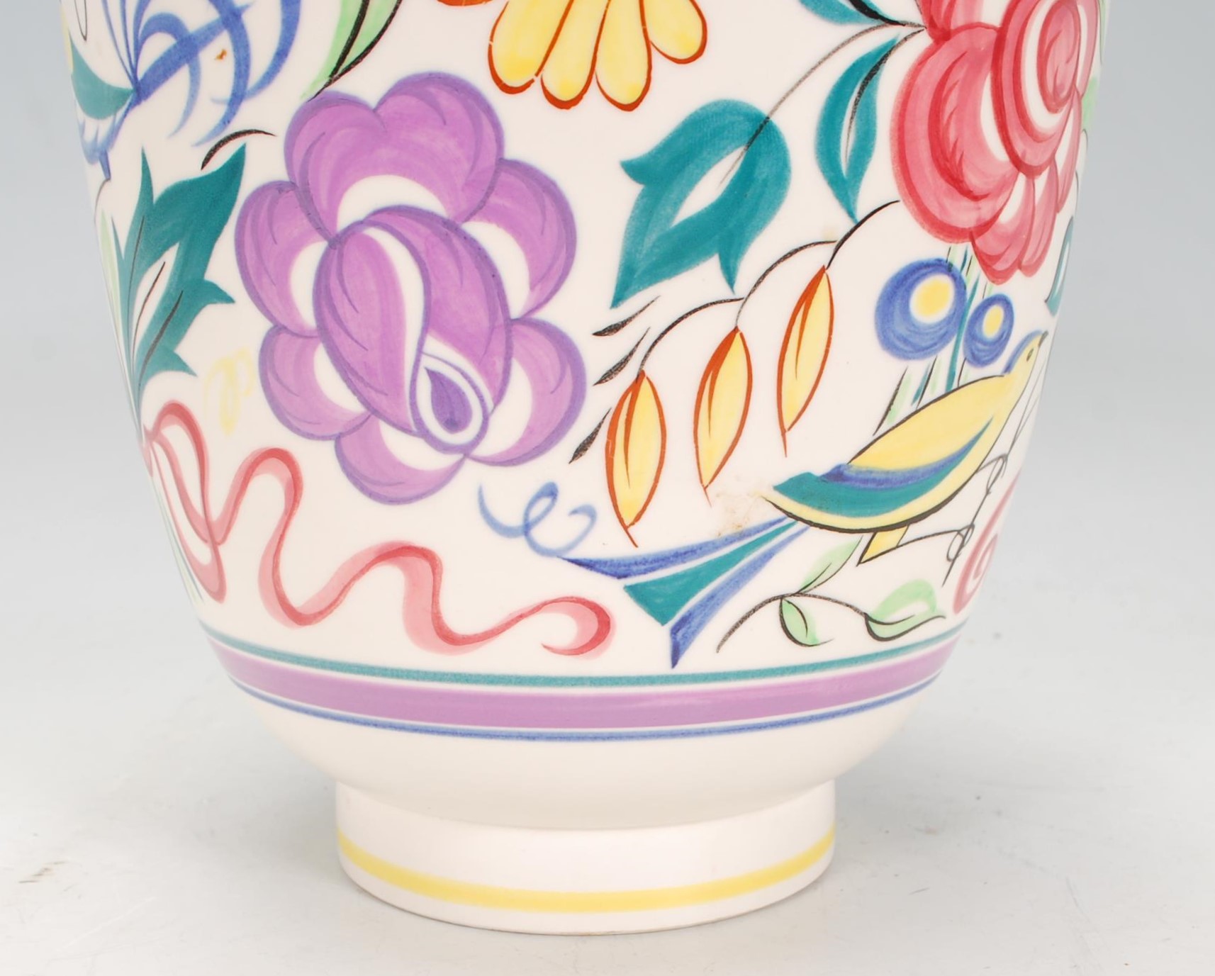 A vintage retro 20th Century Poole pottery LE pattern jardiniere having a cylindrical body raised on - Image 6 of 6