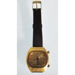 A vintage retro 1970's gentleman's Sicura Signal Incabloc gold plated wristwatch with brown