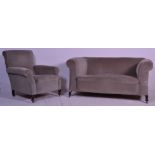 A late 19th century Chesterfield sofa suite consisting of a single drop end two seater sofa / settee