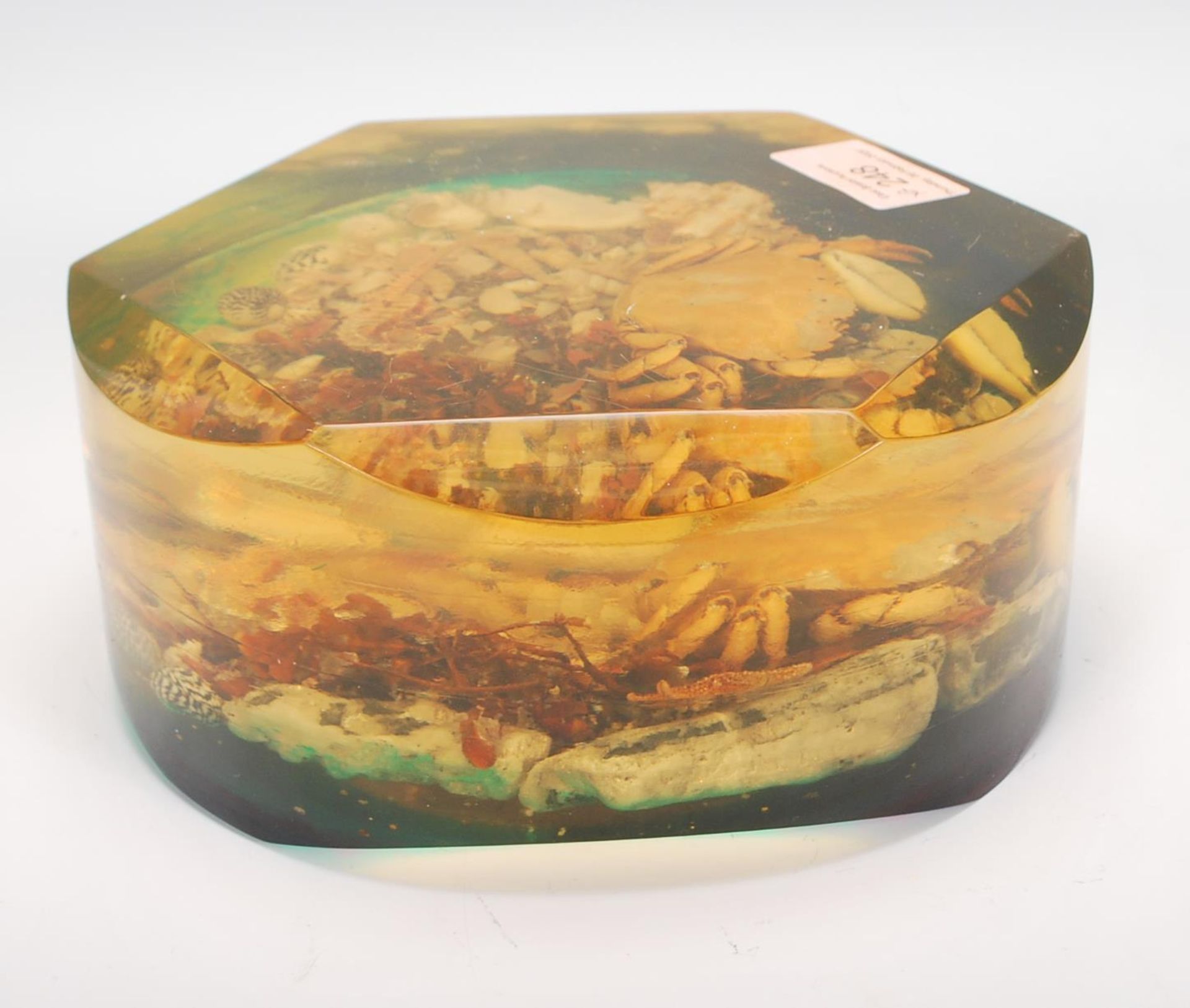 A pair of 1960's retro kitsch lucite large acrylic resin set marine / sea life paperweights with a - Bild 2 aus 12