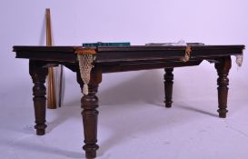 A 1920's Riley oak snooker table / dining table combination. Raised on reeded turned and tapering