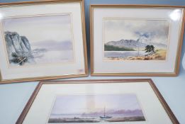 David Bellamy - A group of three watercolour landscape paintings on paper to include one depicting a