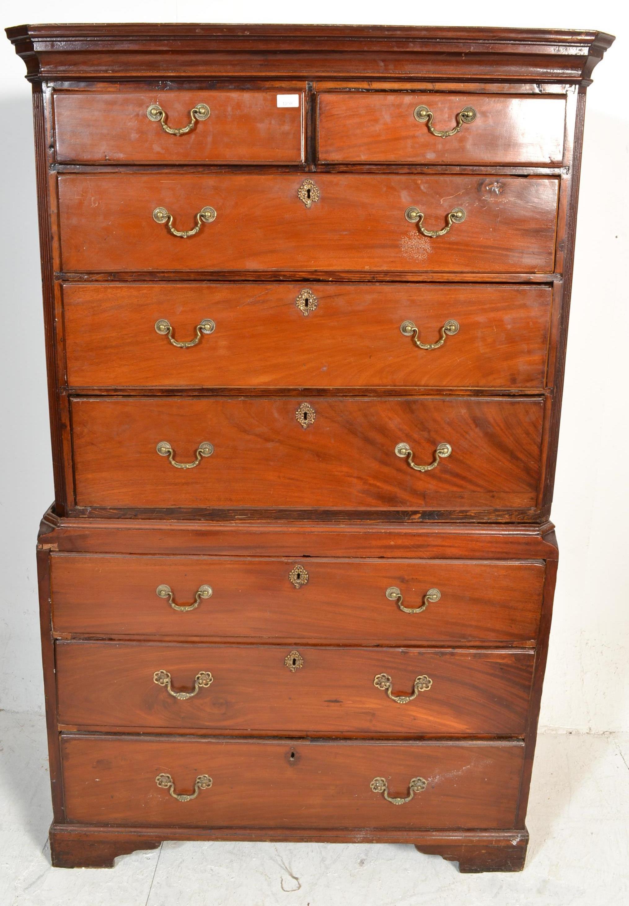 A 19th Century mahogany chest on chest having a se - Image 2 of 7