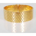 A 20th Century gold plated ladies cuff bracelet constructed from hexagonal / honeycomb links with