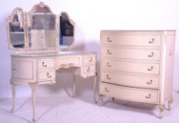 A 19th century Louis style suite comprising a serpentine fronted chest of drawers and a matching