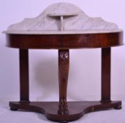 A Victorian 19th century mahogany and marble washstand / console table. Raised on cabriole single