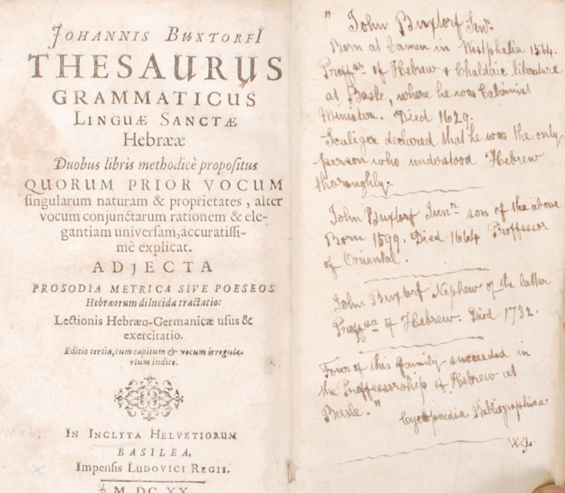 BUXTORF (JOHANNES). "Thesaurus Grammaticus Linguae Sanctae Hebraeae..." - a 19th Century calf - Bild 6 aus 6