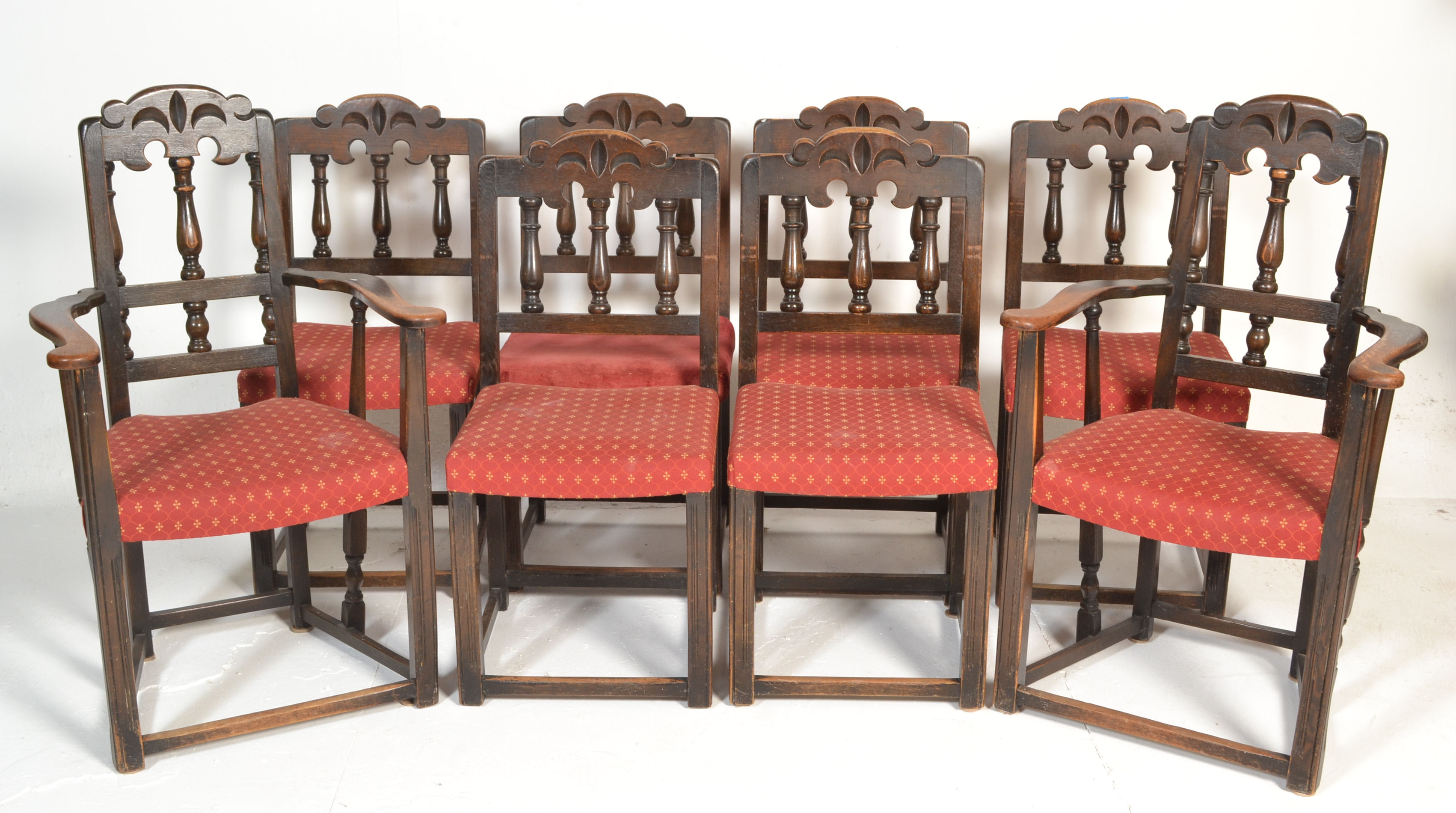 A set of 8 Ercol gothic revival early 20th century - Image 5 of 16