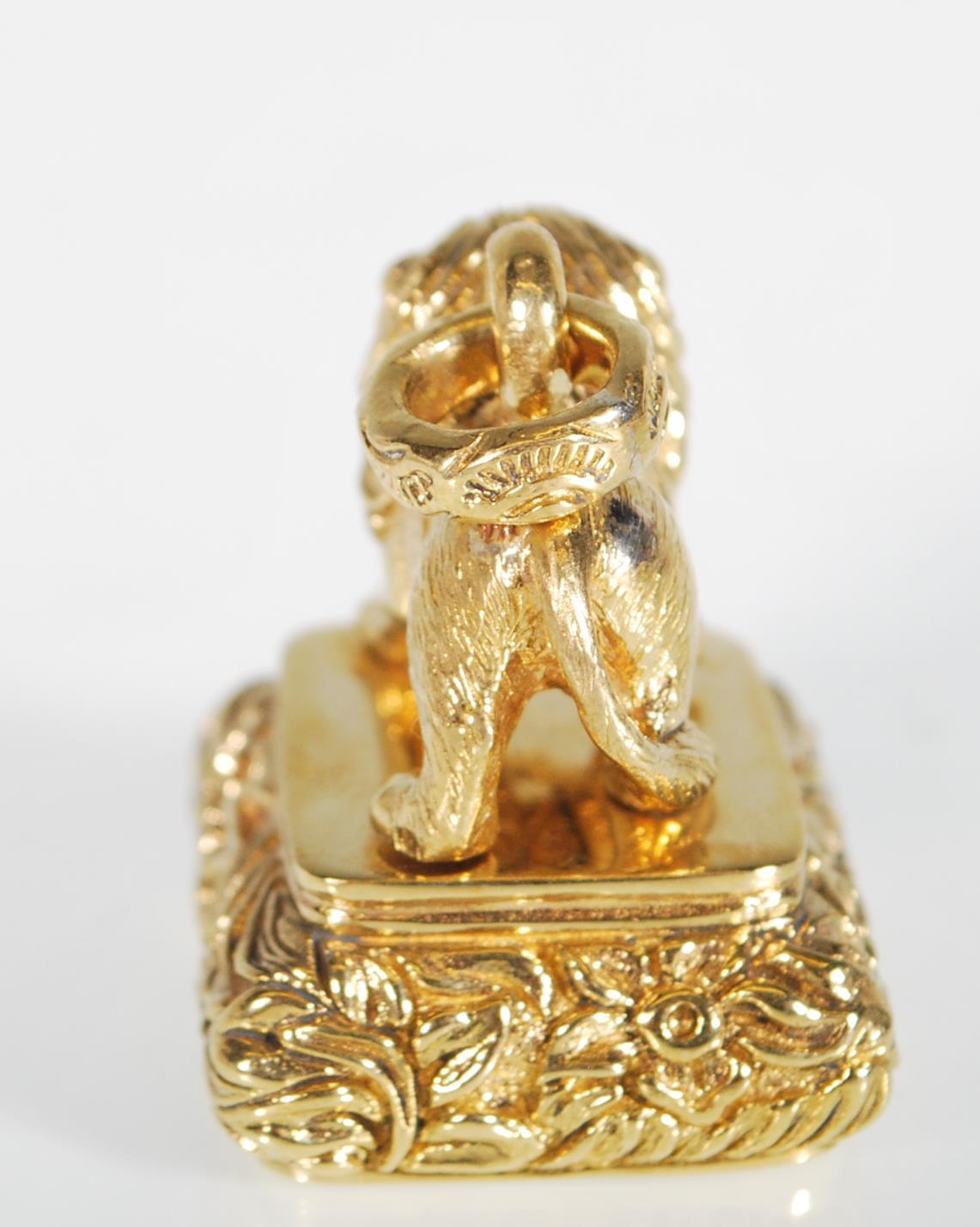 A brass seal of square form having a lion mount at - Image 4 of 7