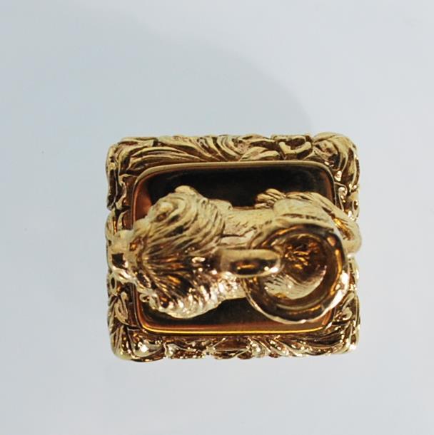 A brass seal of square form having a lion mount at - Image 6 of 7