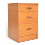 A retro teak wood upright bedside cabinet. Of pede