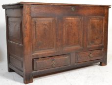 A 17th century carved oak large mule chest coffer