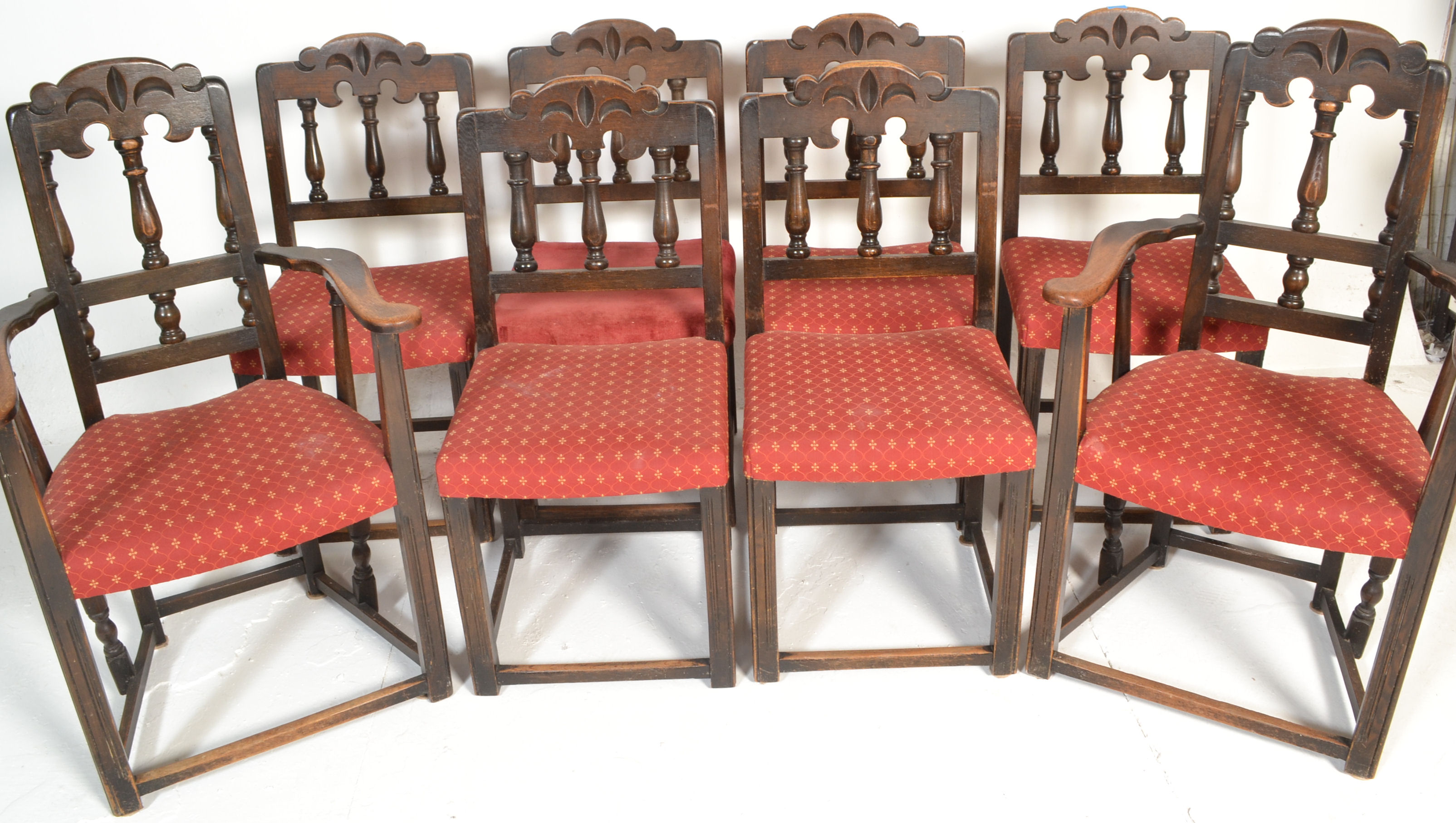A set of 8 Ercol gothic revival early 20th century - Image 7 of 16