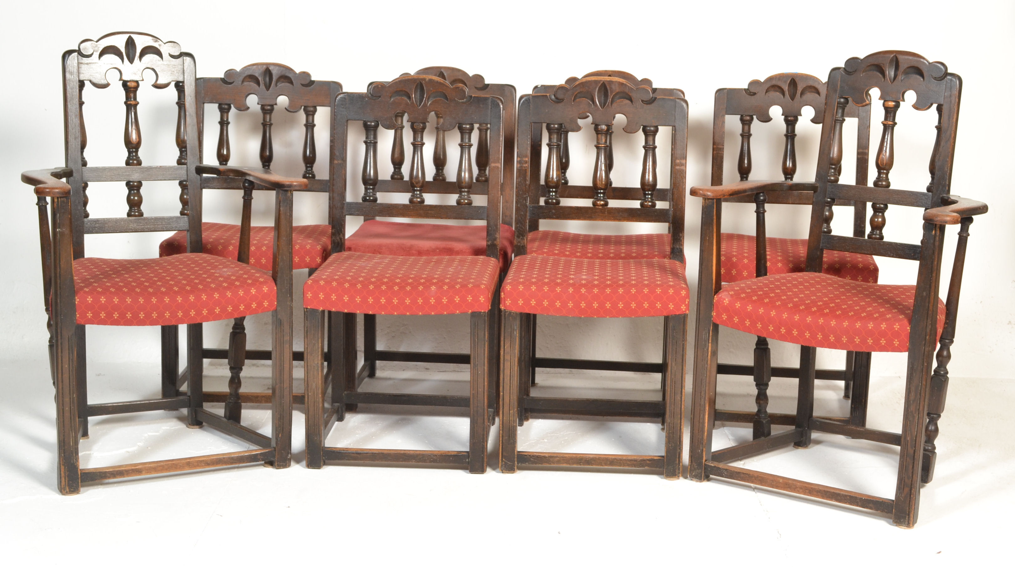 A set of 8 Ercol gothic revival early 20th century - Image 3 of 16