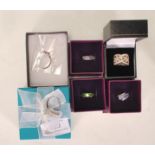A collection of six ladies silver dress rings to i