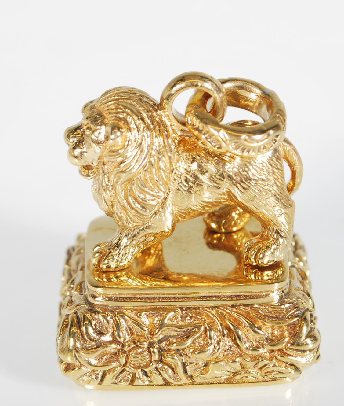 A brass seal of square form having a lion mount at - Image 5 of 7