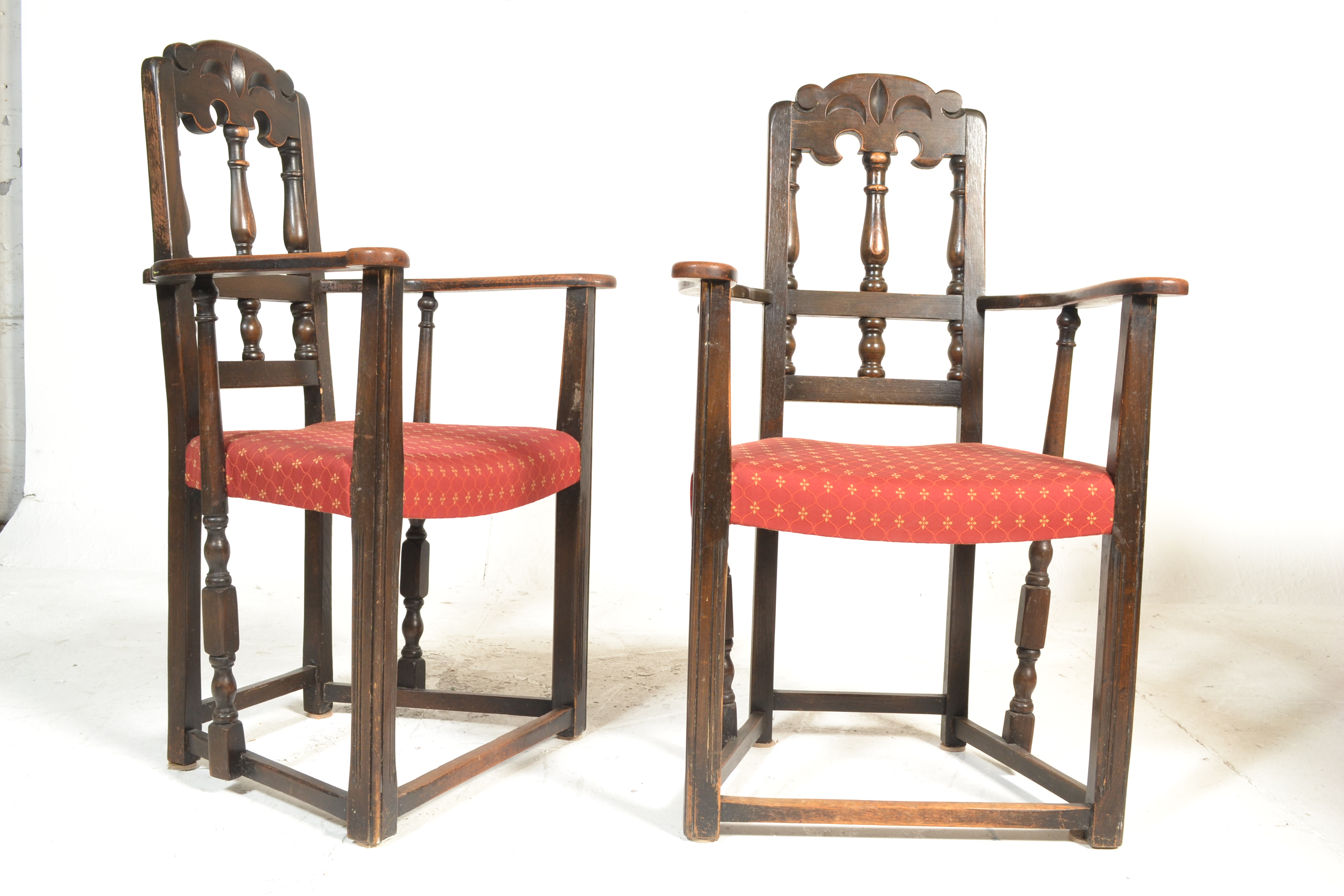A set of 8 Ercol gothic revival early 20th century - Image 4 of 16