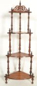 A Victorian mahogany inlaid corner whatnot - etarg