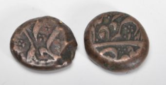 Two 18th century Indian Copper coins believed to b