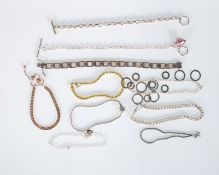 A selection of silver bracelets to include a gilt