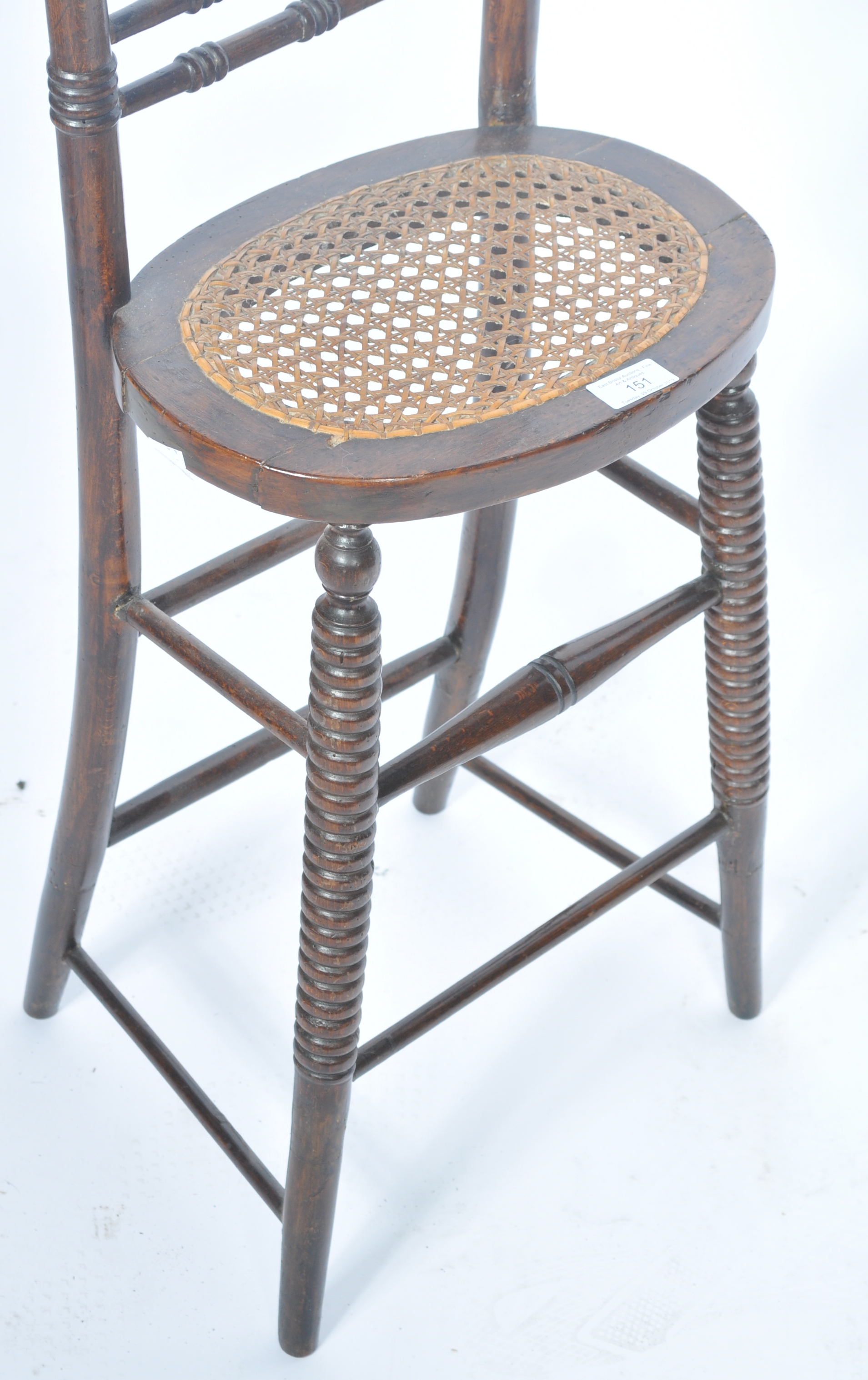 19TH CENTURY OAK MUSICIANS CHAIR WITH CANE WEBBED - Image 2 of 4