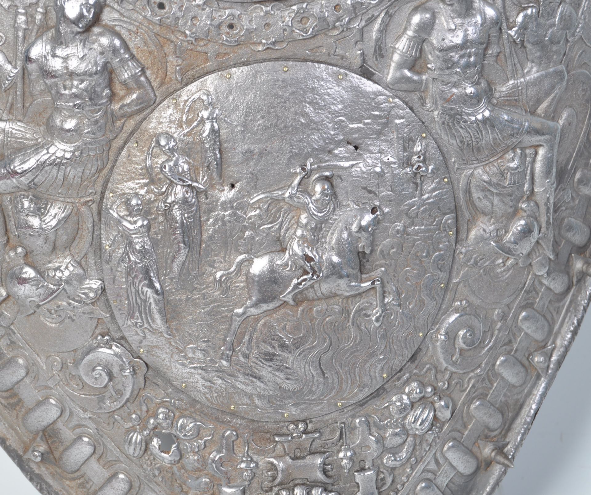 19TH CENTURY LARGE ARMORIAL TROPHY SHIELD - Image 4 of 5