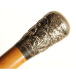 19TH CENTURY CHINESE SILVER TOPPED WALKING STICK CANE