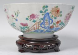 18TH CENTURY CHINESE PORCELAIN BOWL ON WOODEN STAND