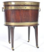 19TH CENTURY MAHOGANY AND BRASS WINE COOLER ON STAND