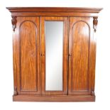 VICTORIAN MAHOGANY TRIPLE WARDROBE ARMOIRE