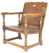 19TH CENTURY OAK CARVED FOLDING MONKS CHAIR