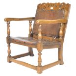 19TH CENTURY OAK CARVED FOLDING MONKS CHAIR