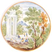 18TH CENTURY MAIOLICA TIN GLAZED PAINTED POTTERY PLATE