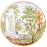 18TH CENTURY MAIOLICA TIN GLAZED PAINTED POTTERY PLATE