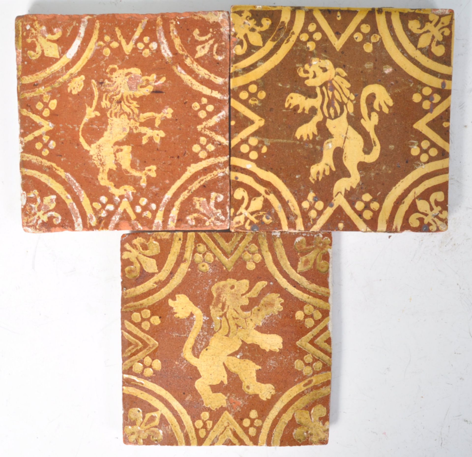 COLLECTION OF THREE 17TH CENTURY STONE TILES