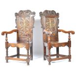 PAIR OF EARLY 20TH CENTURY OAK WAINSCOT CHAIRS