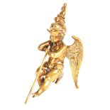 19TH CENTURY BRASS CHERUB ADORNMENT / STATUE