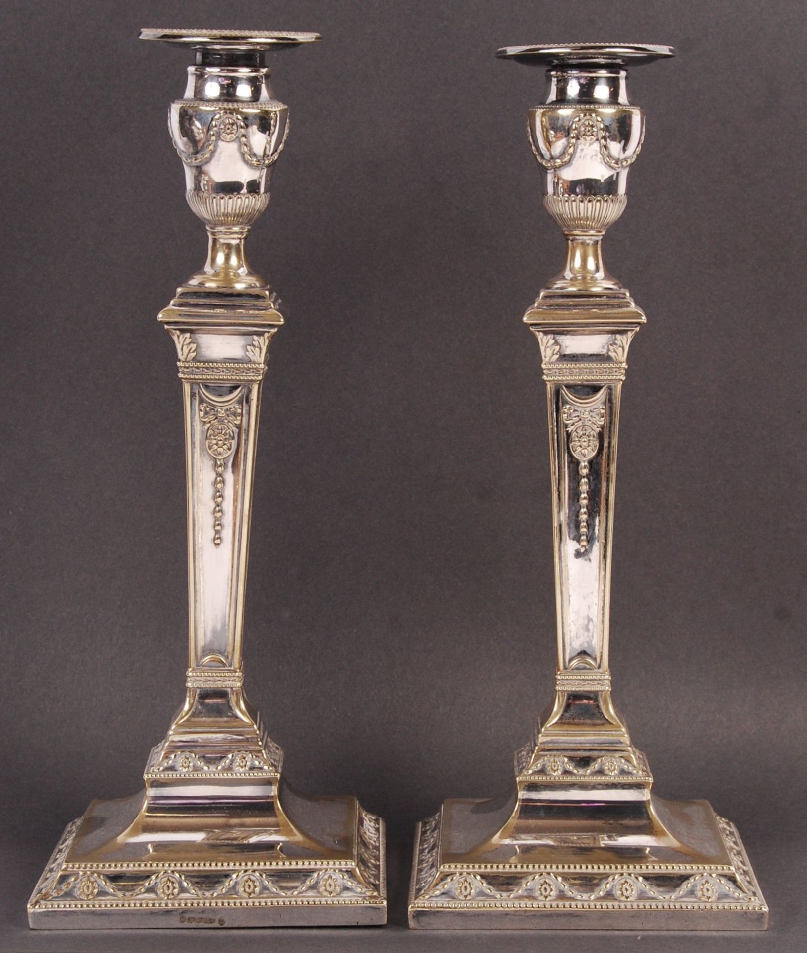 HAWKSWORTH EYRE & CO - PAIR OF VICTORIAN CANDLESTICKS